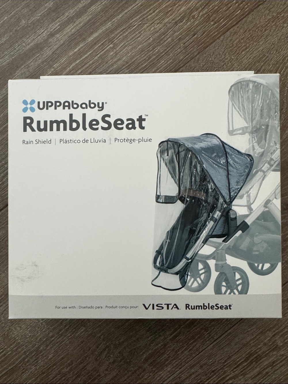 NIB Uppa Baby Vista Rumble Seat Rain Shield Cover Clear View Plastic Protector